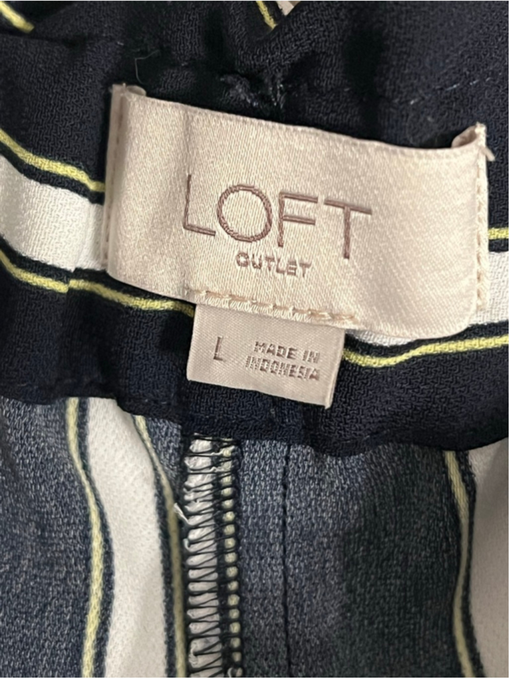 LOFT Outlet Navy & White Striped Wide Leg Crop Pants L - Picture 6 of 7